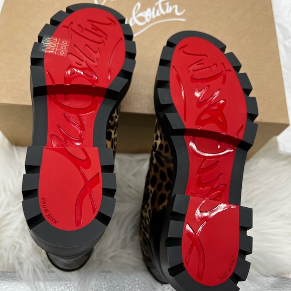 Christian Louboutin | Cheetah-Print Calf Hair Combat Boots - Picture 13 of 16